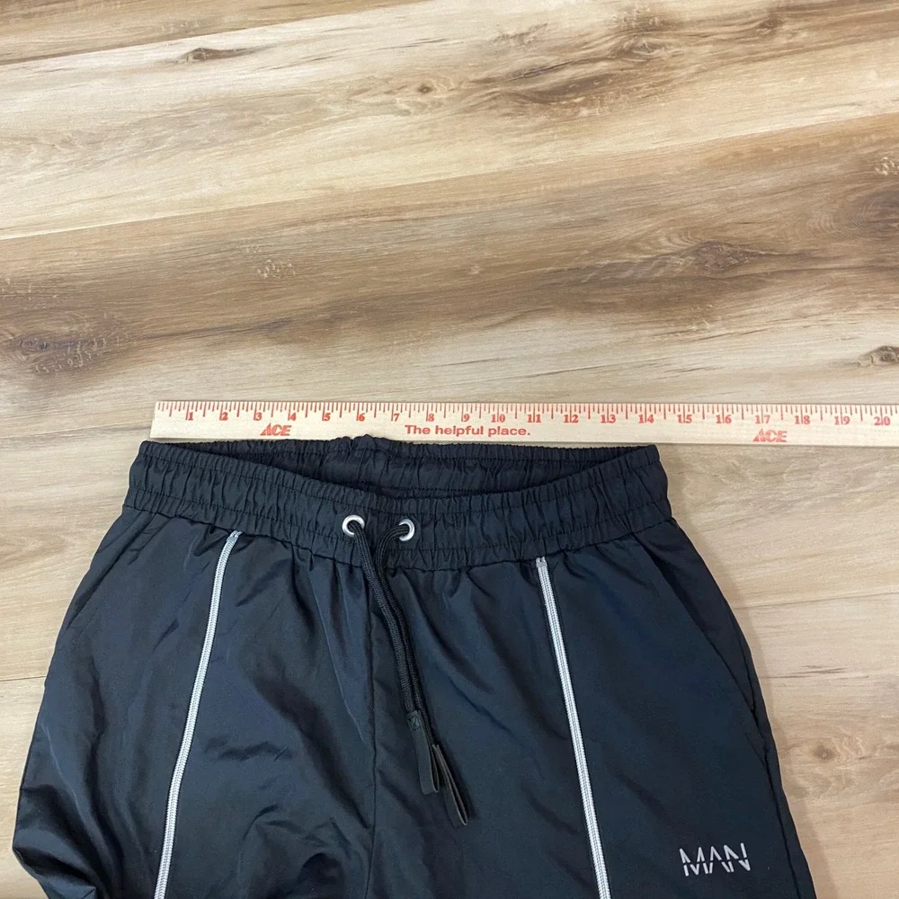 BoohooMAN Cargo Track Pants Mens M Tall Streetwear Polyester Straight Leg Black - Picture 10 of 11